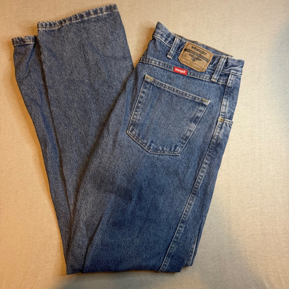 Wrangler Regular Fit Jeans Mens 36x34 Blue Denim Straight Leg 96501DS Cotton vtg